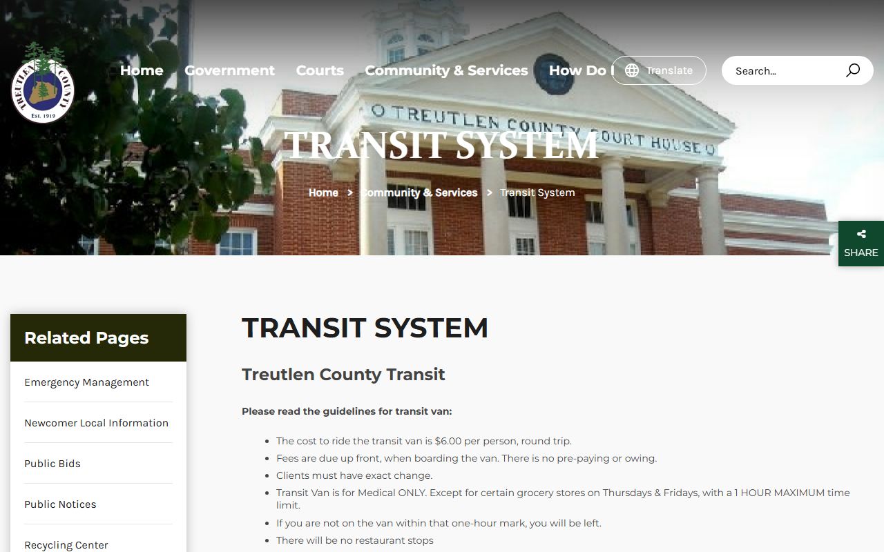 Treutlen County Clerk of Superior Court records county transit page
