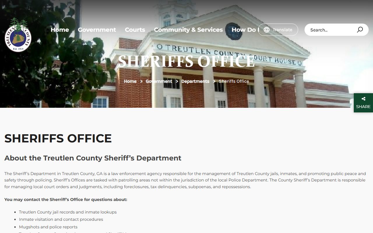 Treutlen County arrest records sheriff office page
