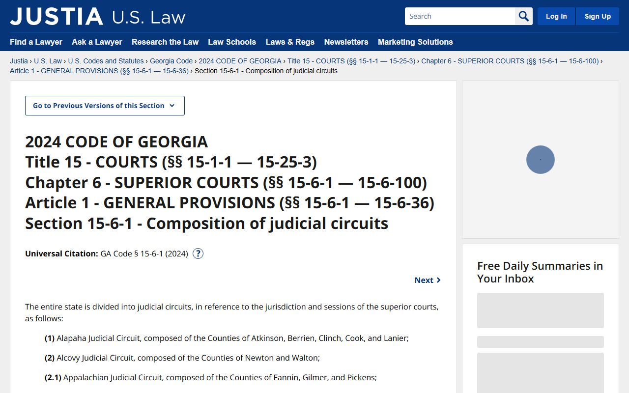 Treutlen County court dockets Georgia judicial circuit statute