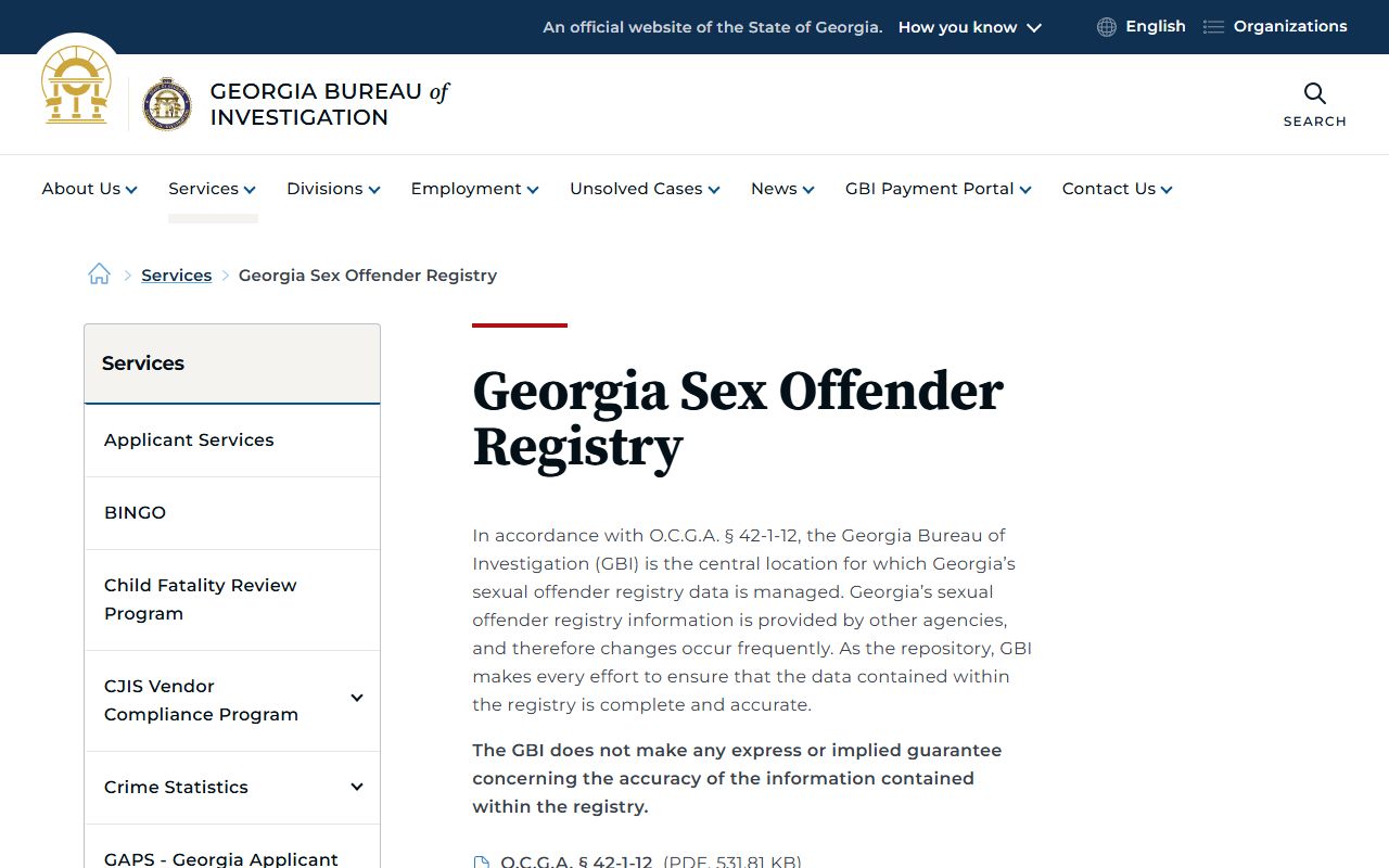 Treutlen County criminal records GBI sex offender registry overview