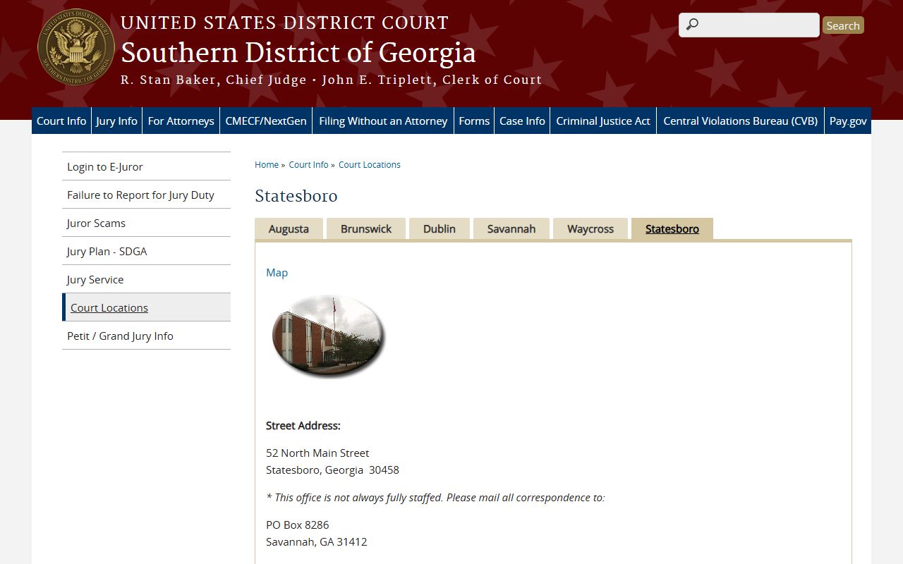Treutlen County Superior Court records Statesboro federal courthouse as separate court