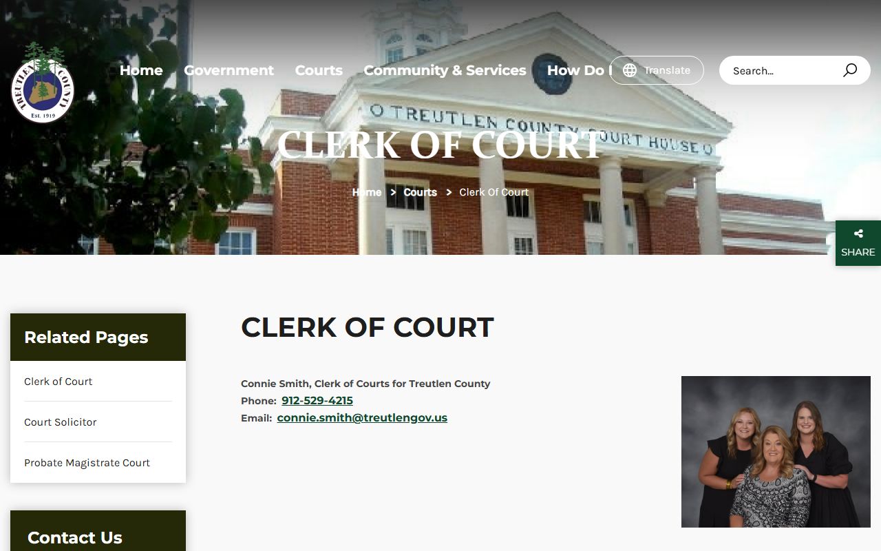 Treutlen County court records Clerk of Superior Court page