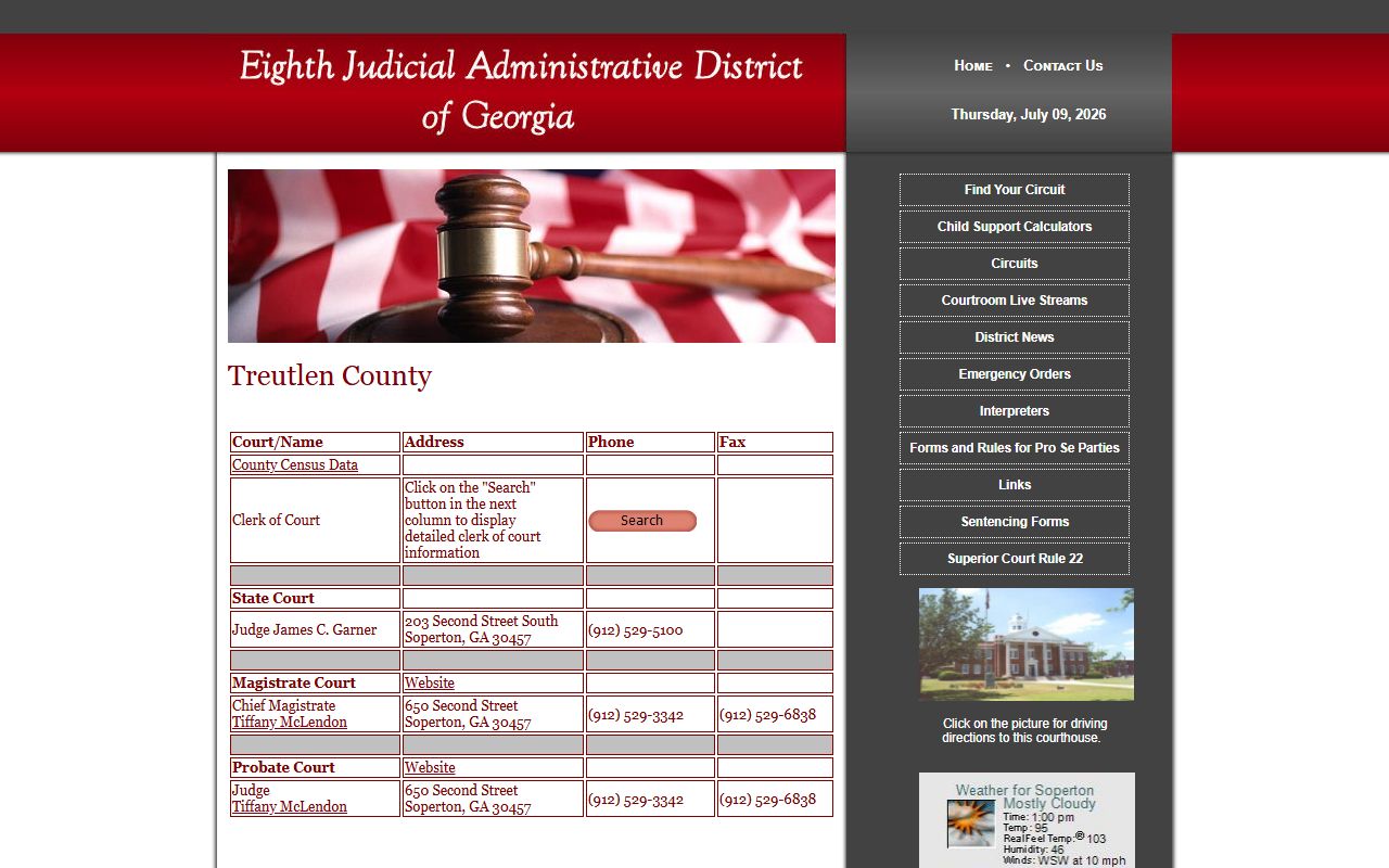 Treutlen County court records Eighth Judicial District directory