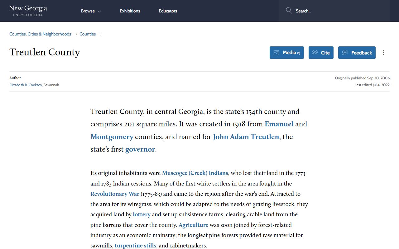 Treutlen County court records history from New Georgia Encyclopedia