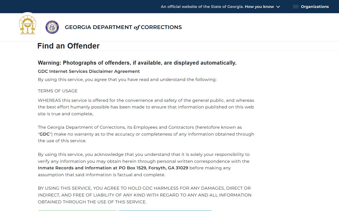 Treutlen County inmate search Georgia Department of Corrections offender query