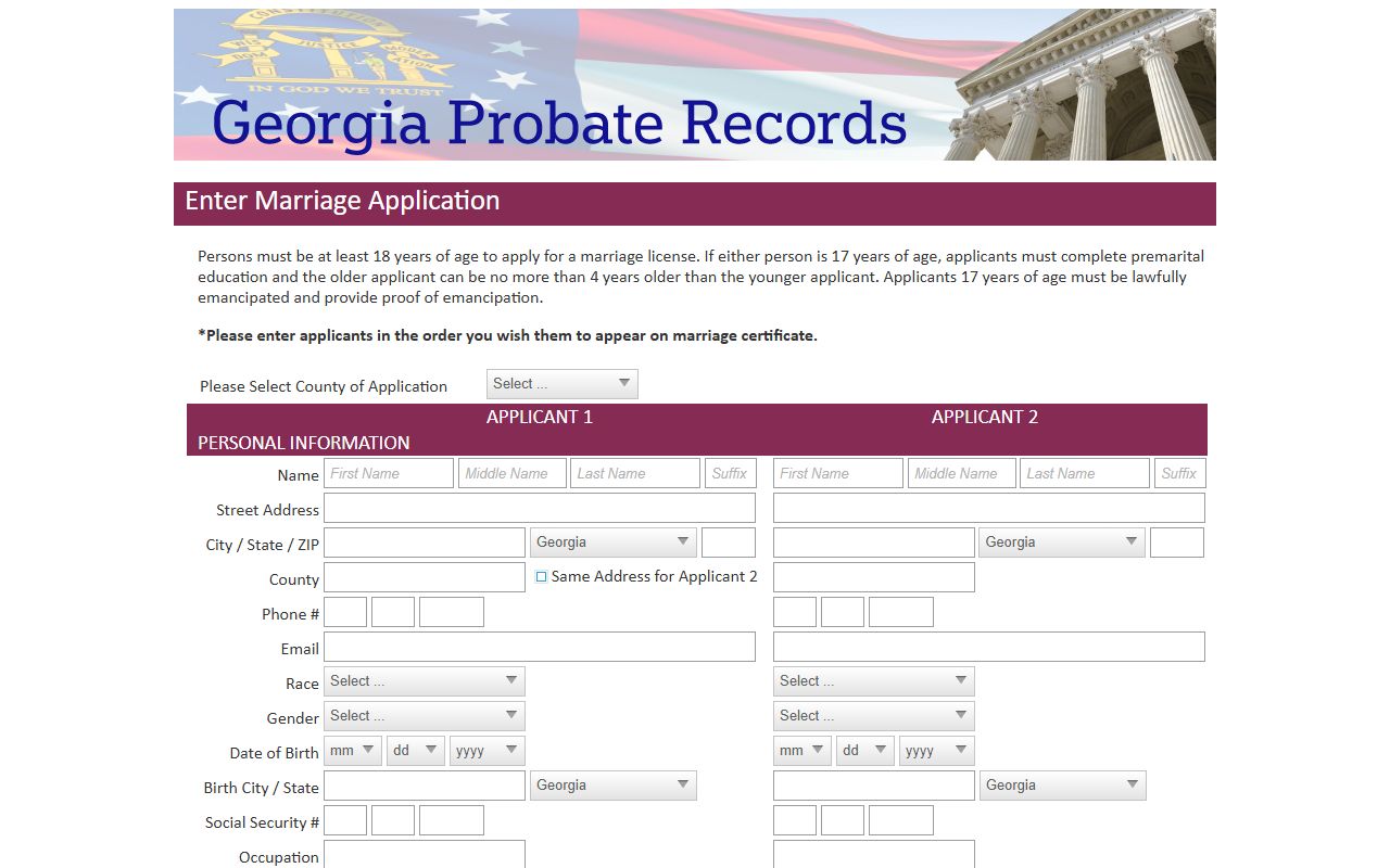 Treutlen County marriage records Georgia Probate Records marriage application