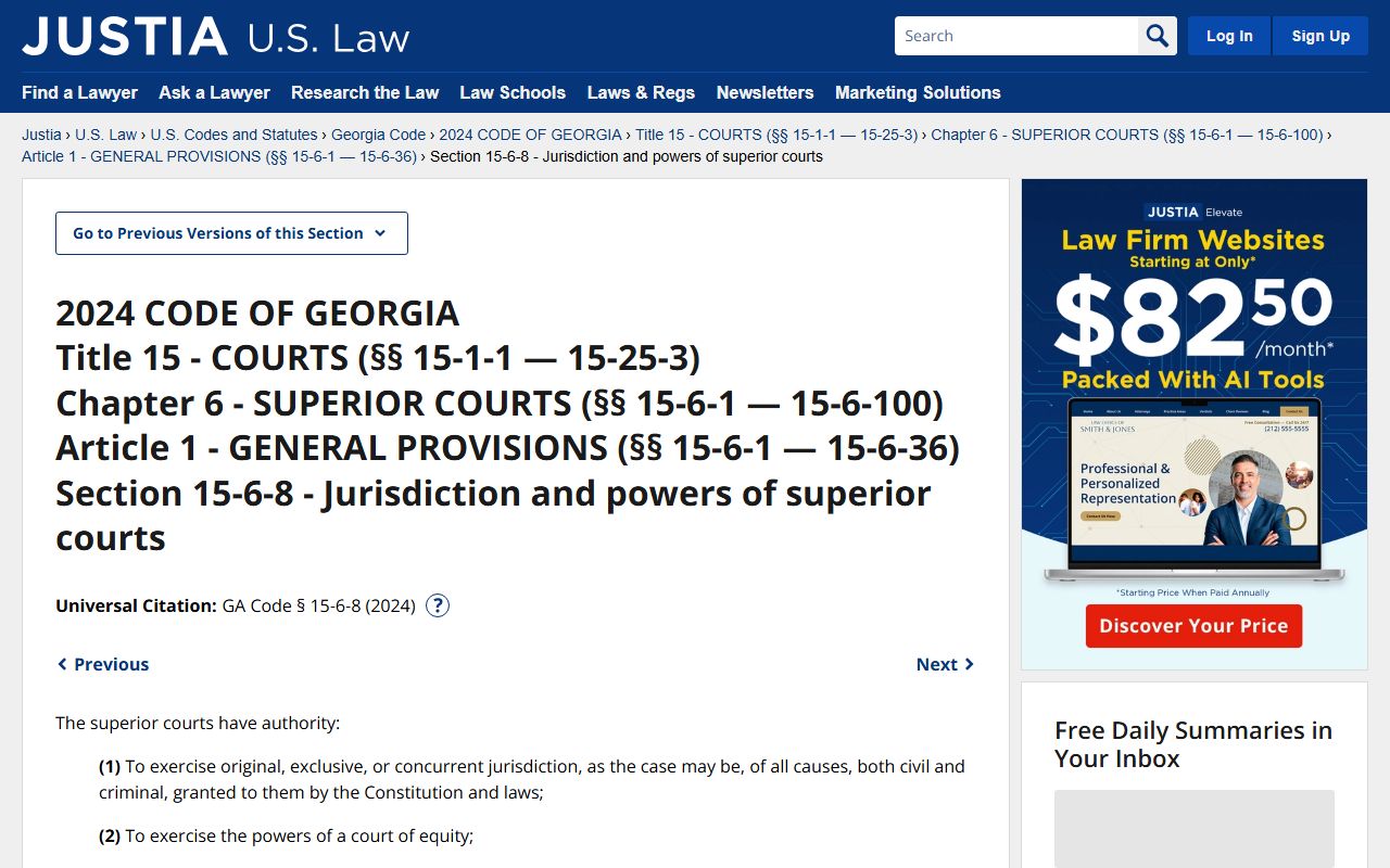Treutlen County divorce records Superior Court jurisdiction statute