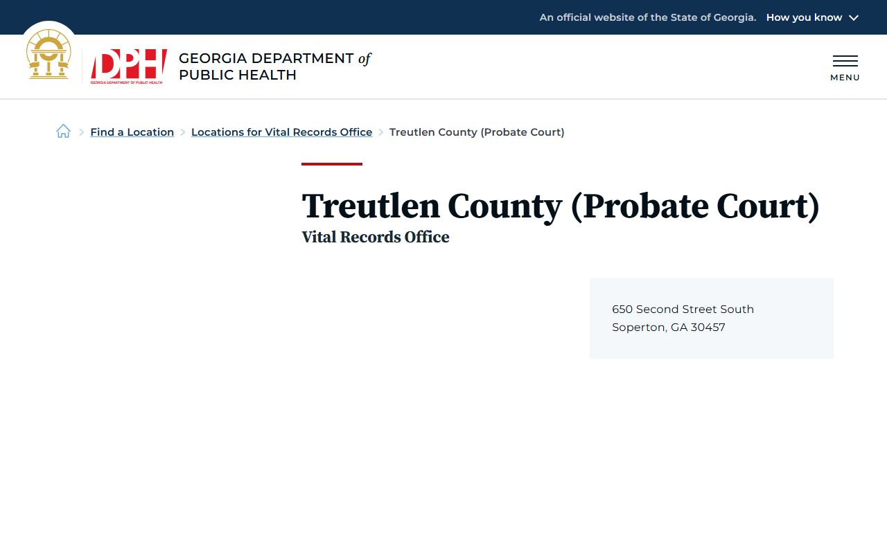 Treutlen County probate records DPH Probate Court location